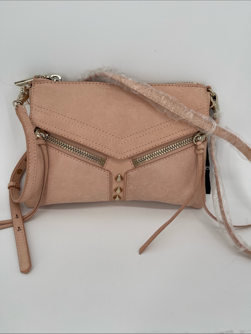 Botkier Trigger Blush Leather Crossbody with Gold Zipper Details